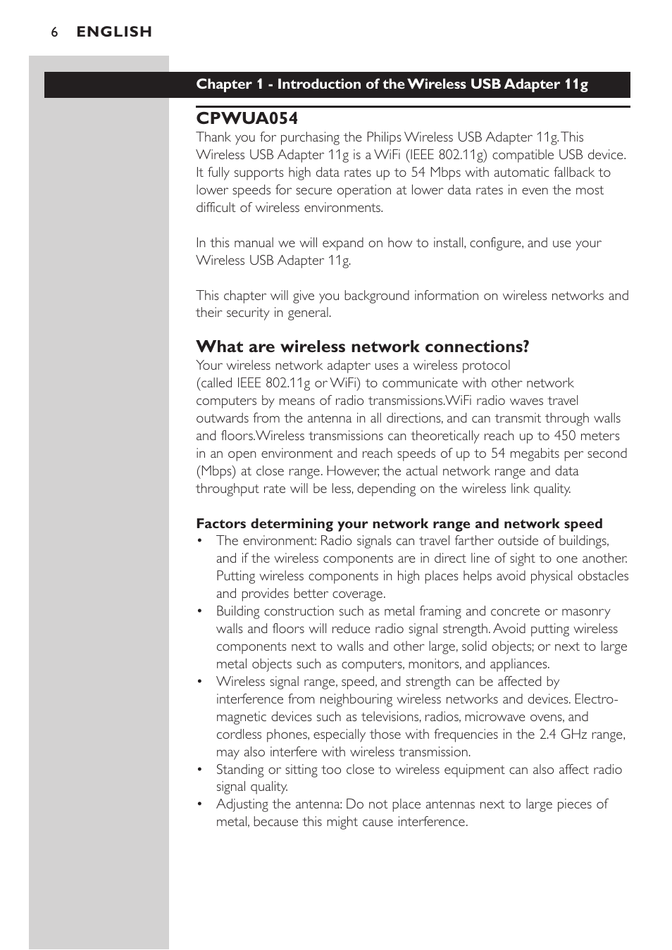 What are wireless network connections, Cpwua054 | Philips CPWUA054 User Manual | Page 6 / 44