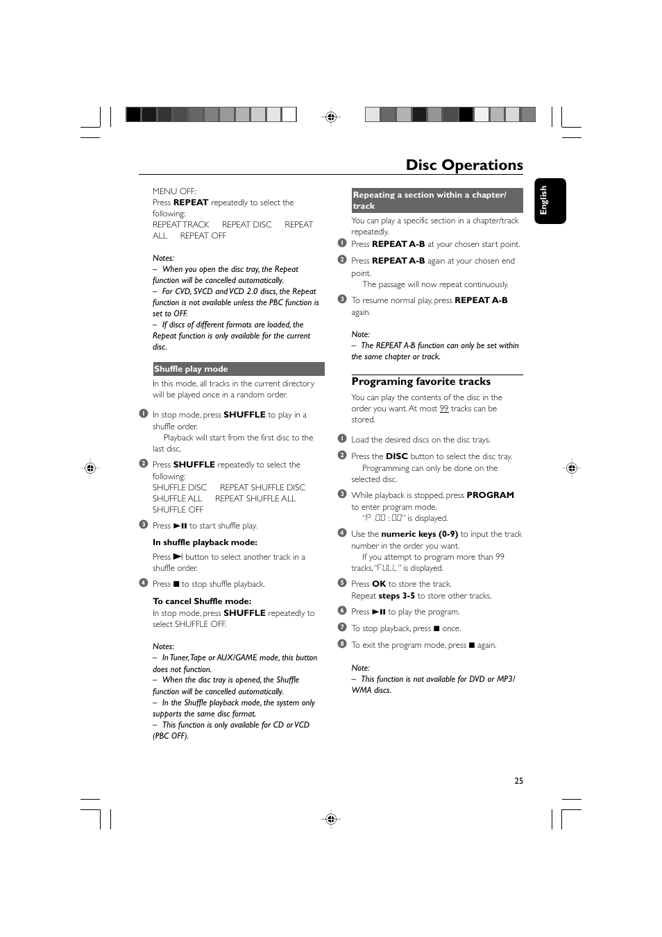 Disc operations | Philips FWD570 User Manual | Page 25 / 49