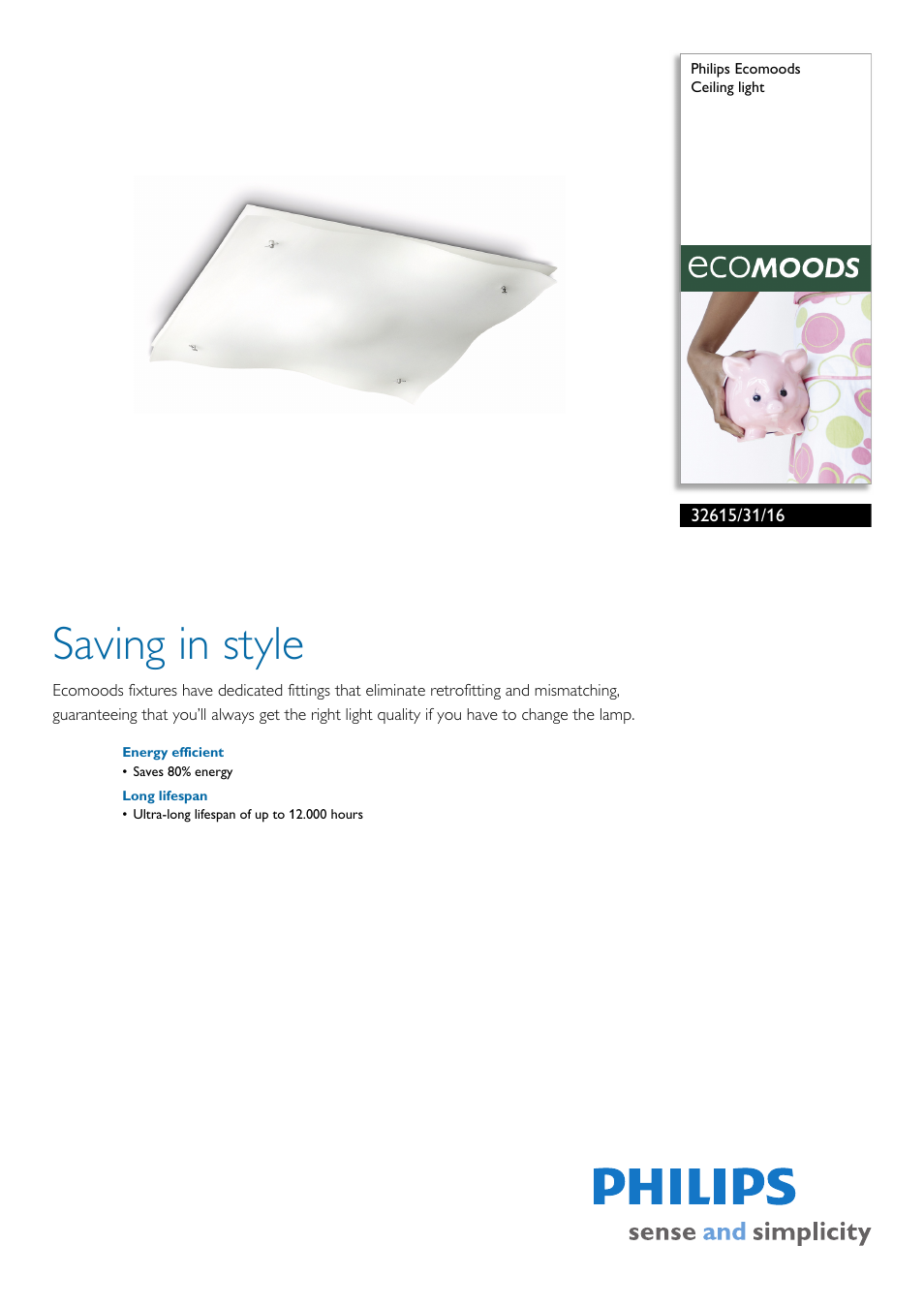 Philips Ecomoods 32615/31/16 User Manual | 2 pages