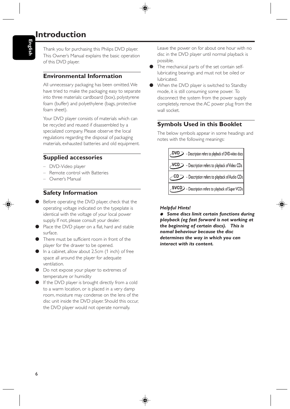 Introduction | Philips DVD425 User Manual | Page 6 / 28