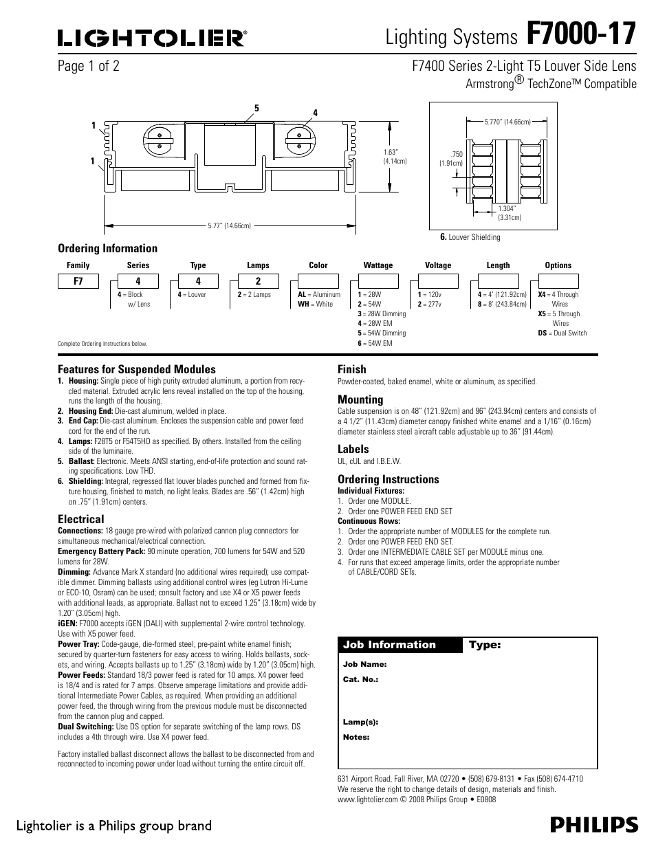 Philips Armstrong F7000-17 User Manual | 2 pages