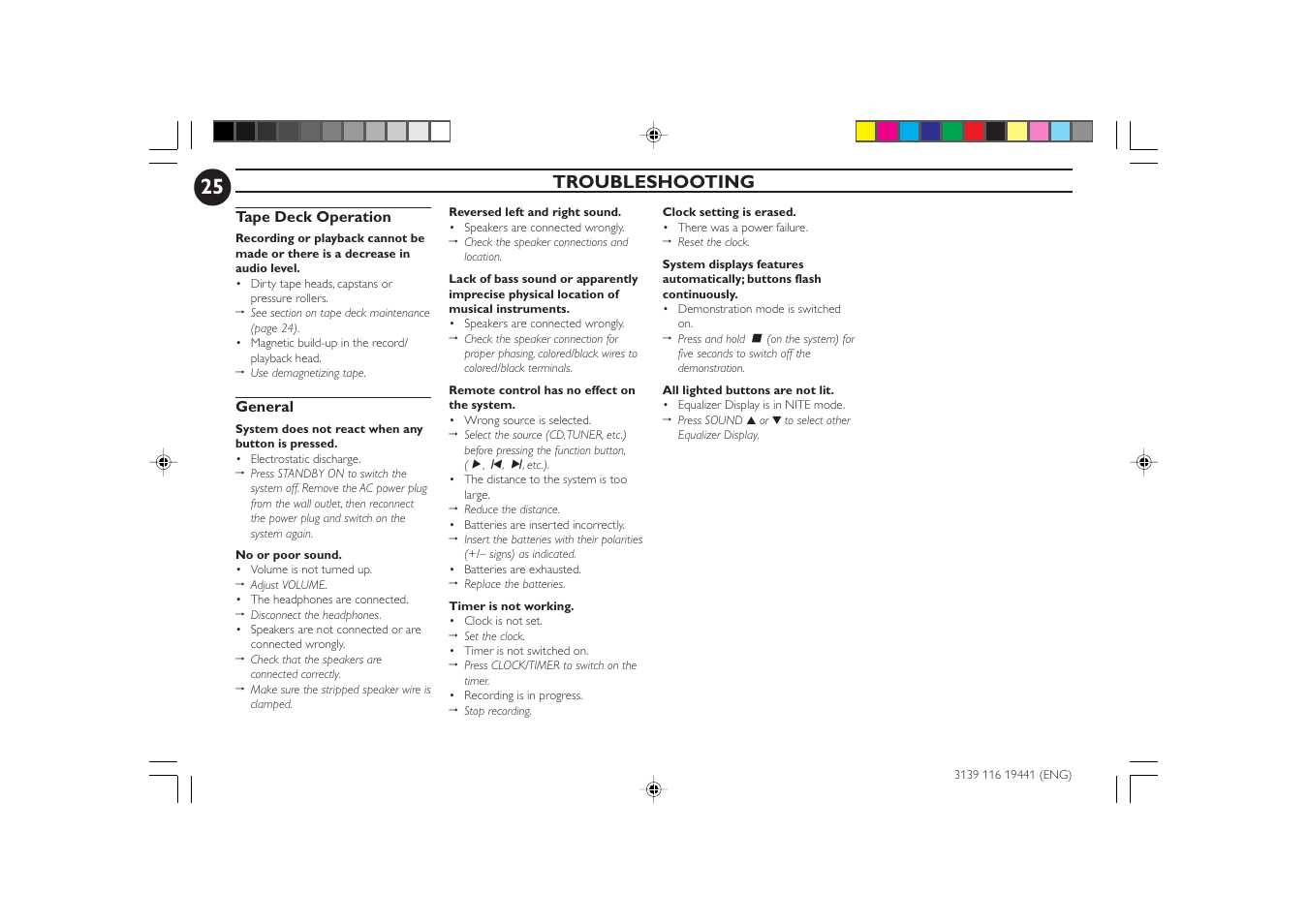 Troubleshooting | Philips FW-C70 User Manual | Page 25 / 28