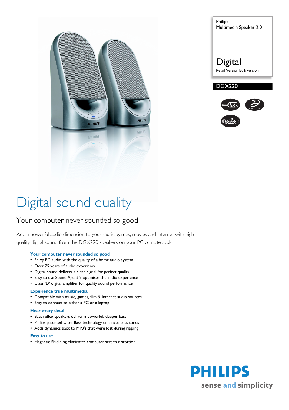 Philips DGX220 User Manual | 2 pages