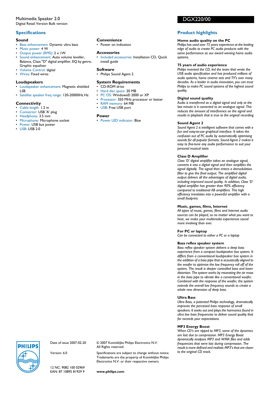 Philips DGX220 User Manual | Page 2 / 2