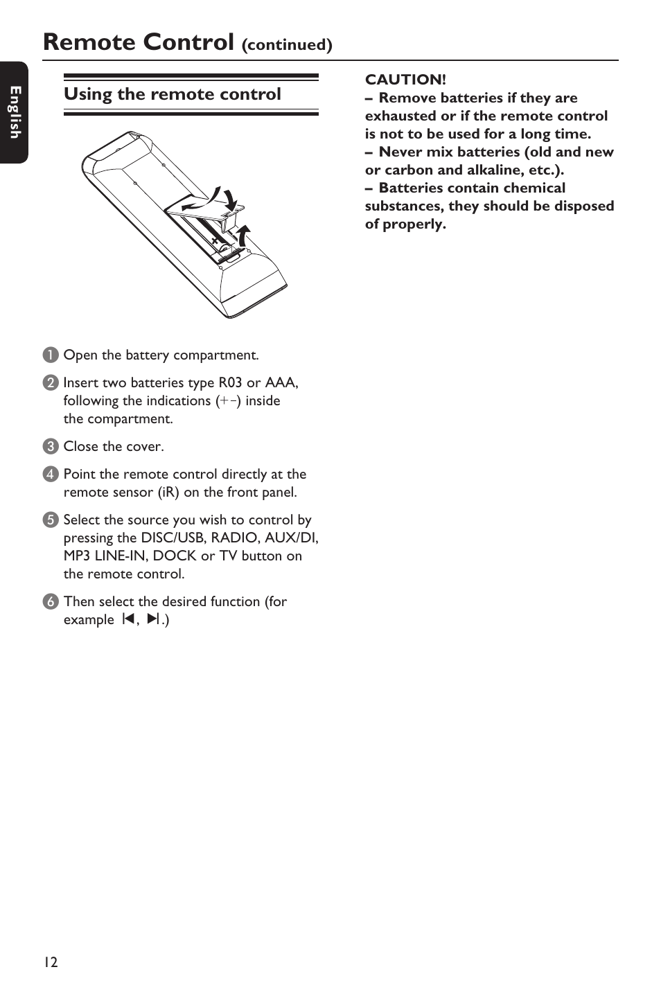 Remote control | Philips HTS3151D User Manual | Page 12 / 55