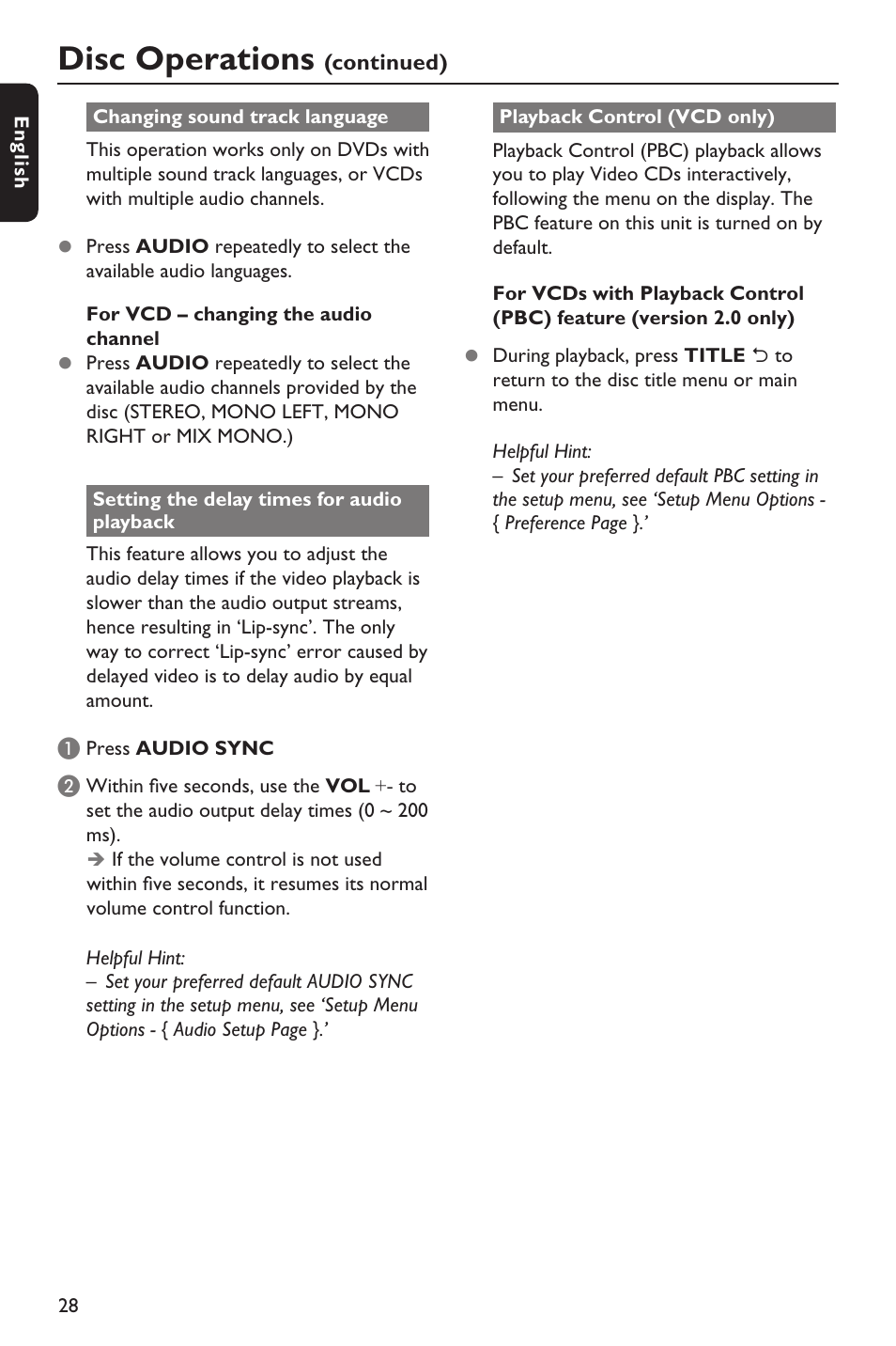 Disc operations | Philips HTS3151D User Manual | Page 28 / 55