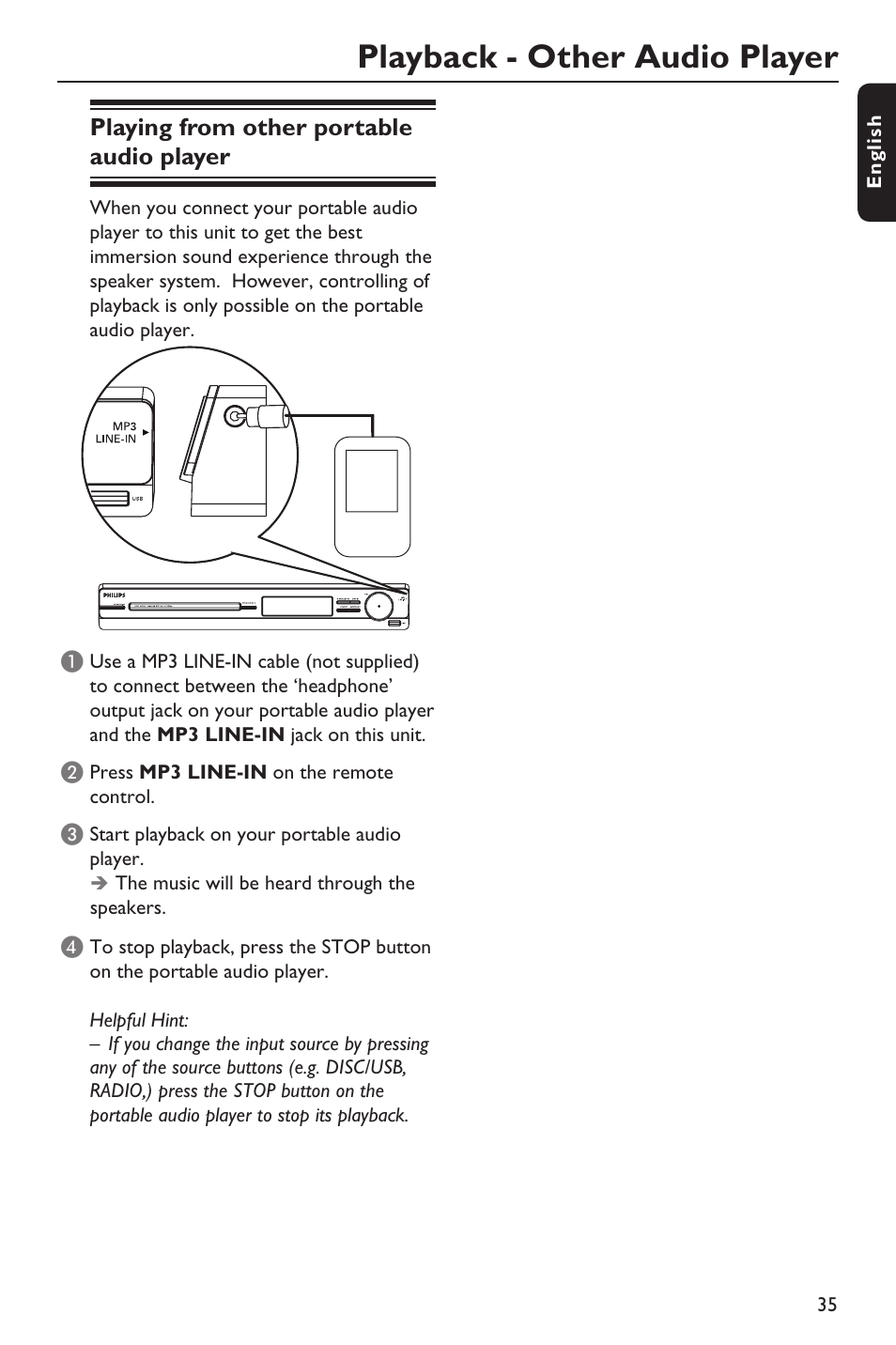 Playback - other audio player | Philips HTS3151D User Manual | Page 35 / 55