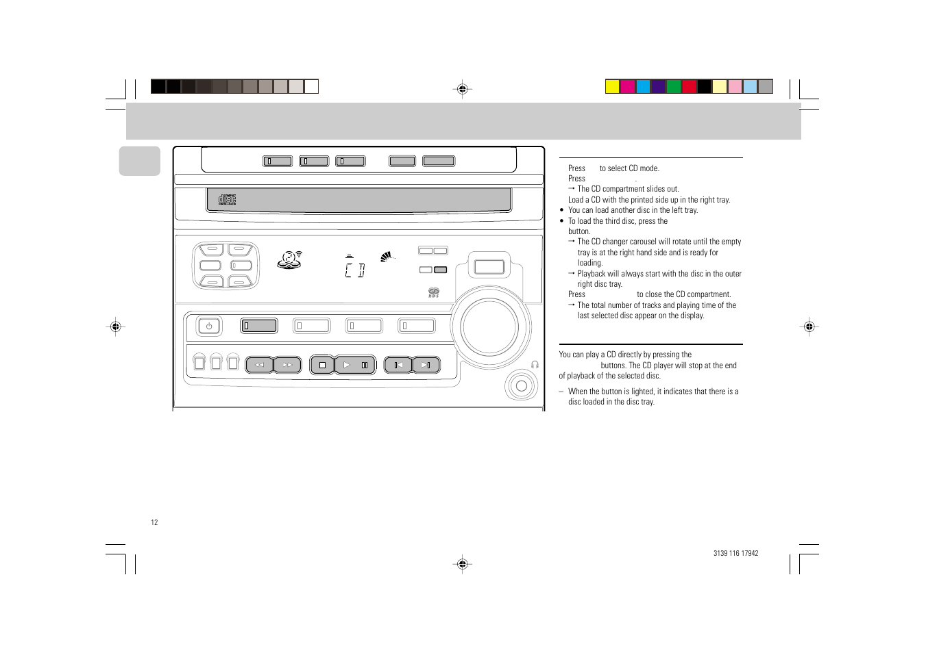 Loading the cd changer, 3 cd direct play, English | Fw 318c | Philips FW 358C User Manual | Page 12 / 24