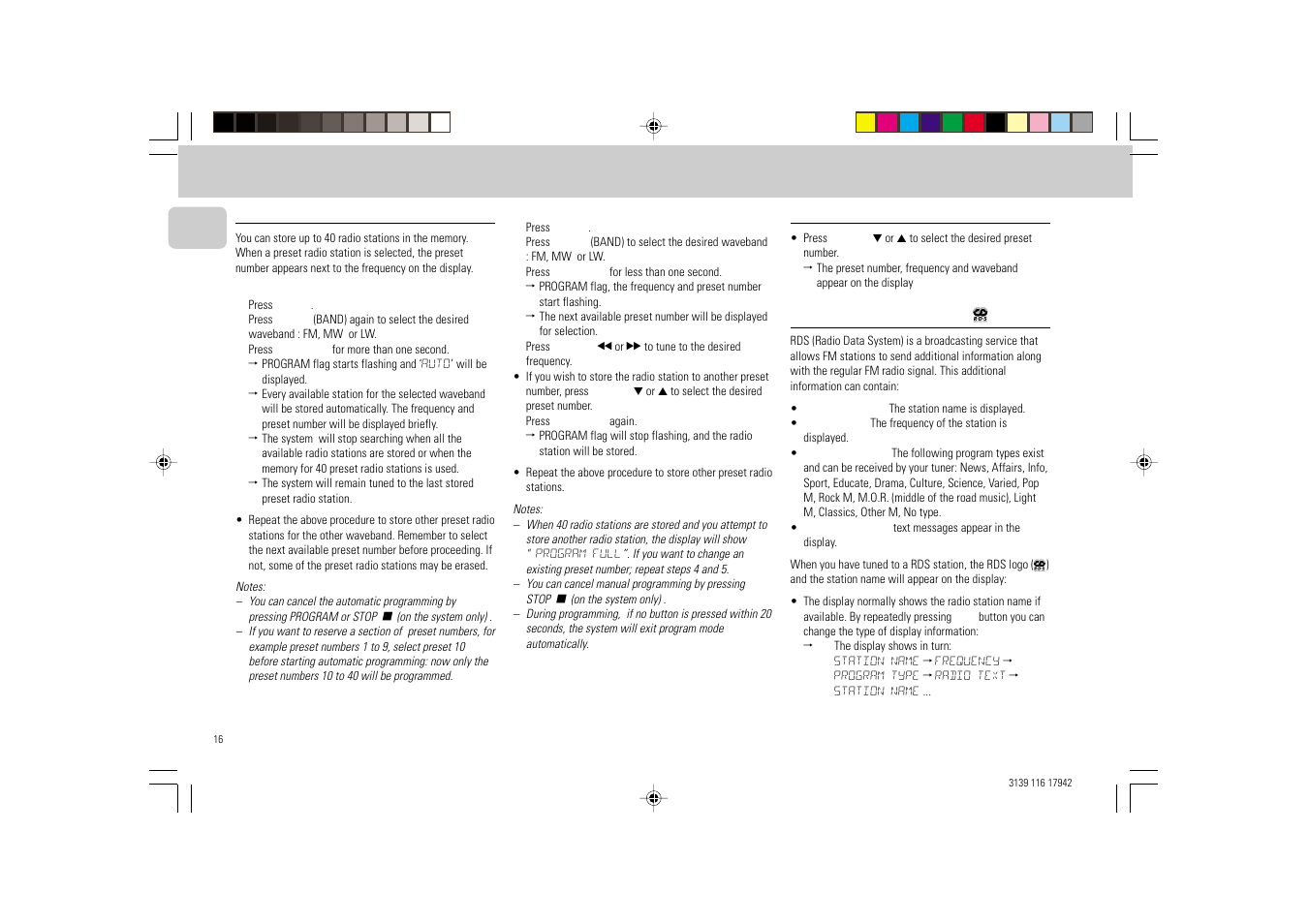 Tuner | Philips FW 358C User Manual | Page 16 / 24