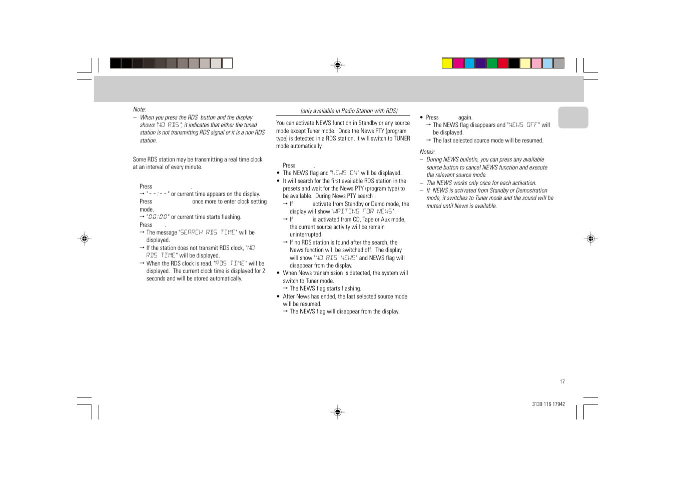 Tuner | Philips FW 358C User Manual | Page 17 / 24