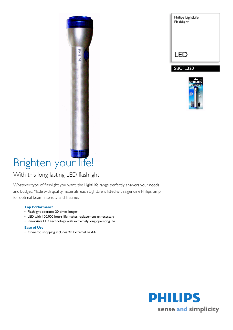 Philips SBCFL320 User Manual | 2 pages
