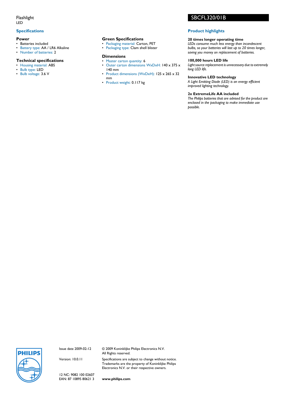 Philips SBCFL320 User Manual | Page 2 / 2