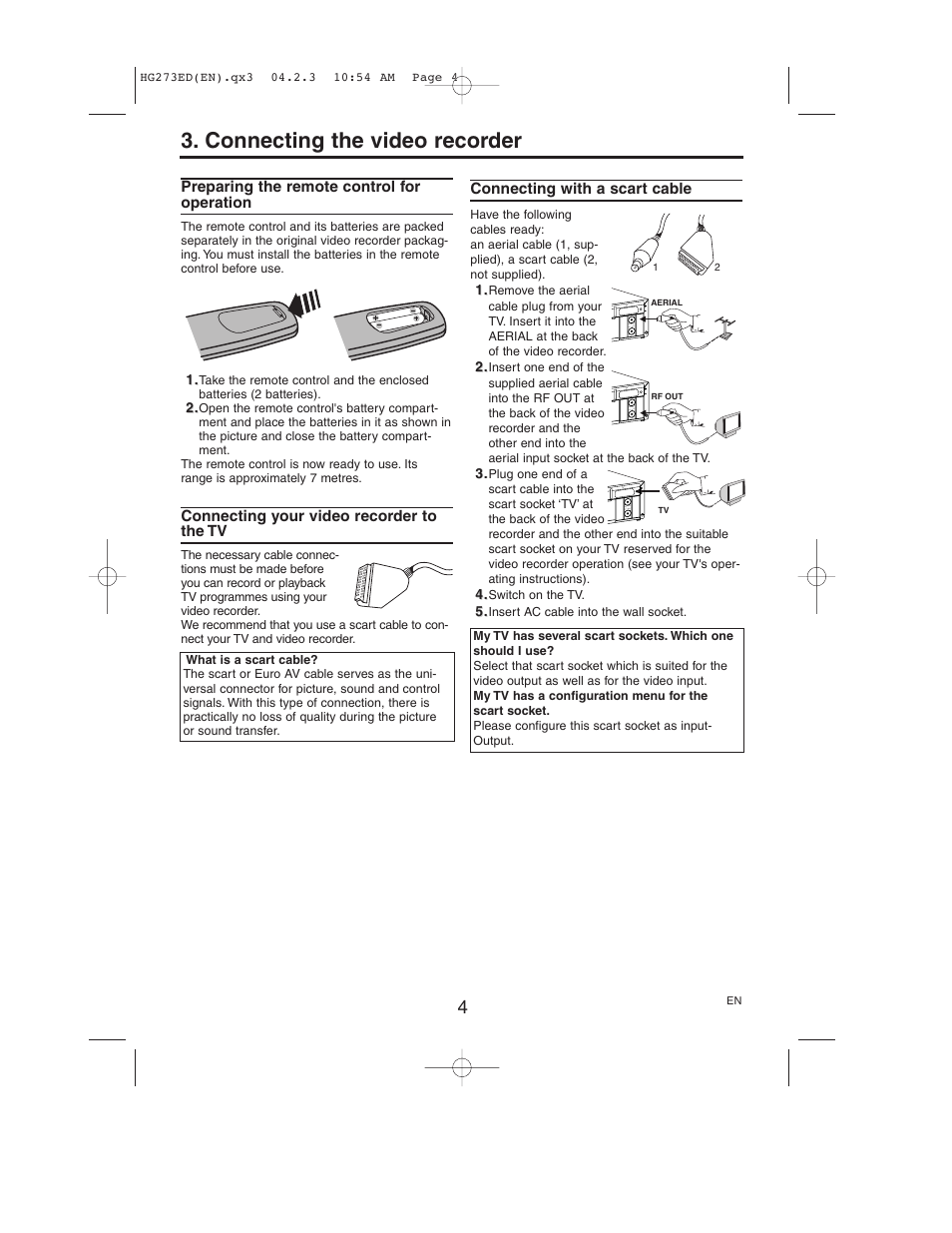 Connecting the video recorder | Philips VR150/58 User Manual | Page 4 / 16