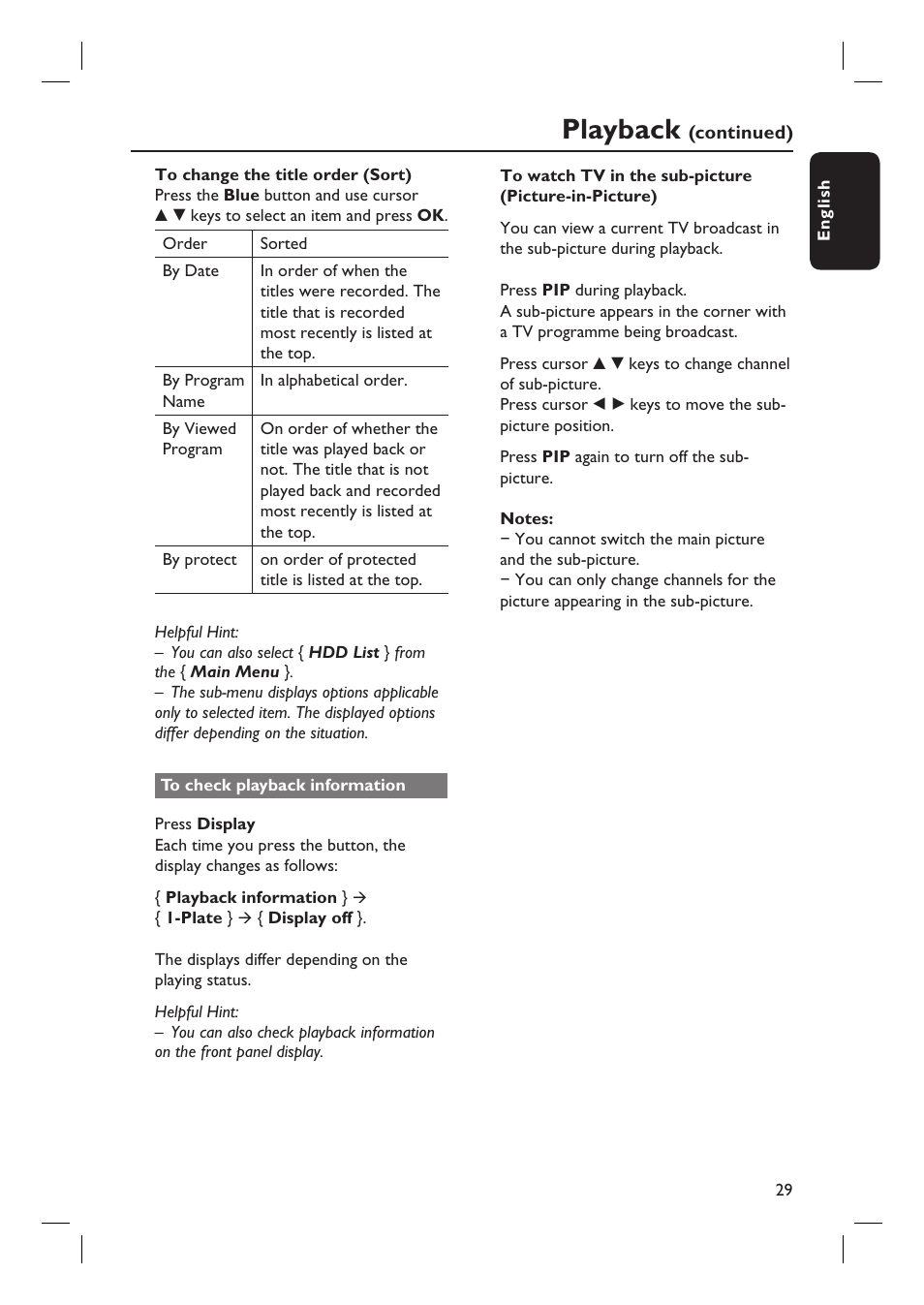 Playback | Philips DVR5100 User Manual | Page 29 / 43