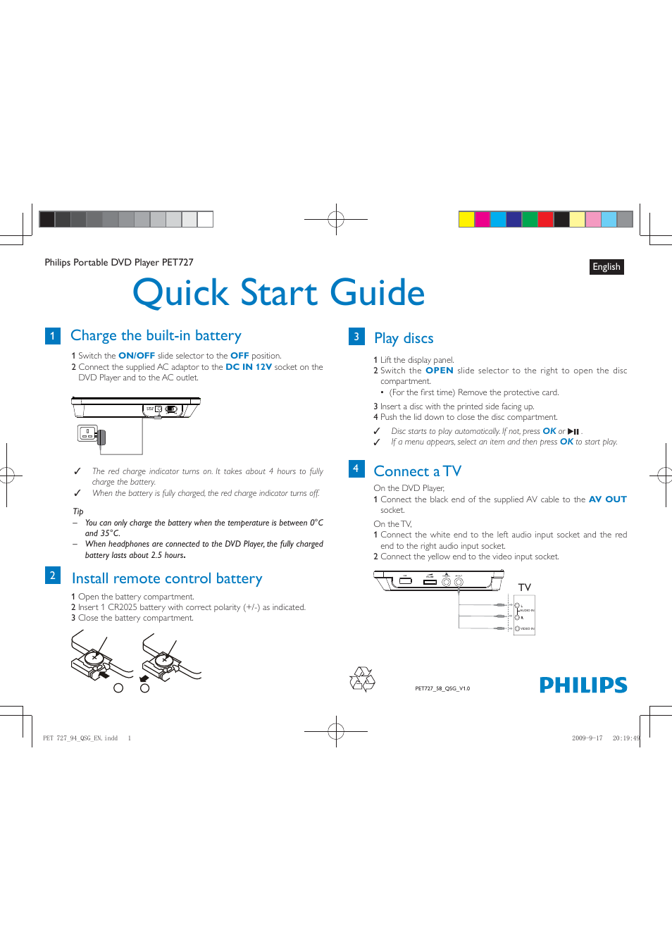 Philips PET727 User Manual | 1 page