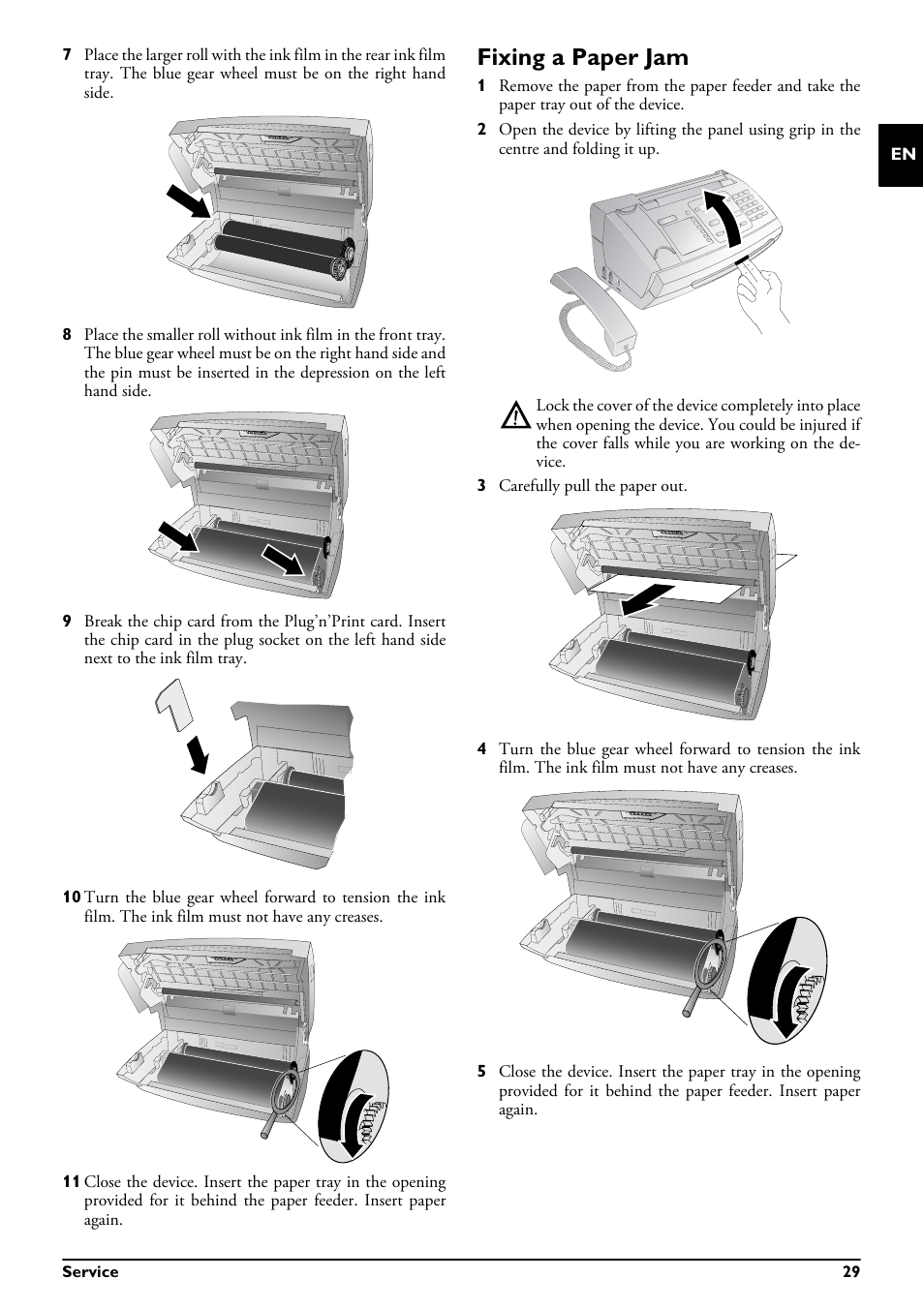 Fixing a paper jam | Philips MAGIC 5 ECO PPF 632 User Manual | Page 29 / 36