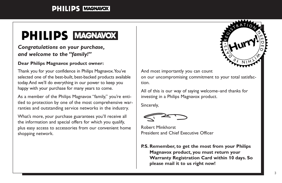 Hurry | Philips FW555C User Manual | Page 3 / 27