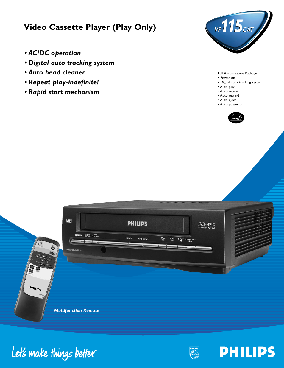 Philips VP115CAT User Manual | 2 pages