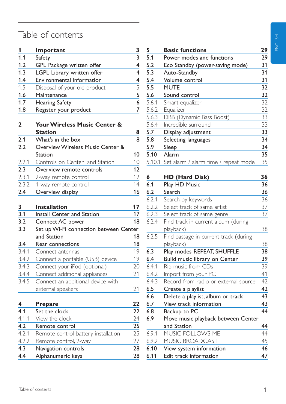 Philips WAS7500 User Manual | Page 5 / 121