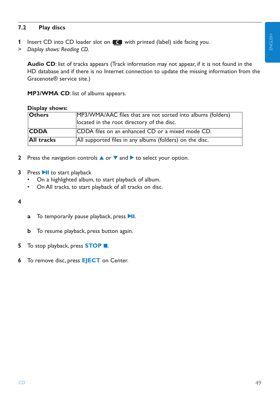 2 play discs, Play discs | Philips WAS7500 User Manual | Page 53 / 121