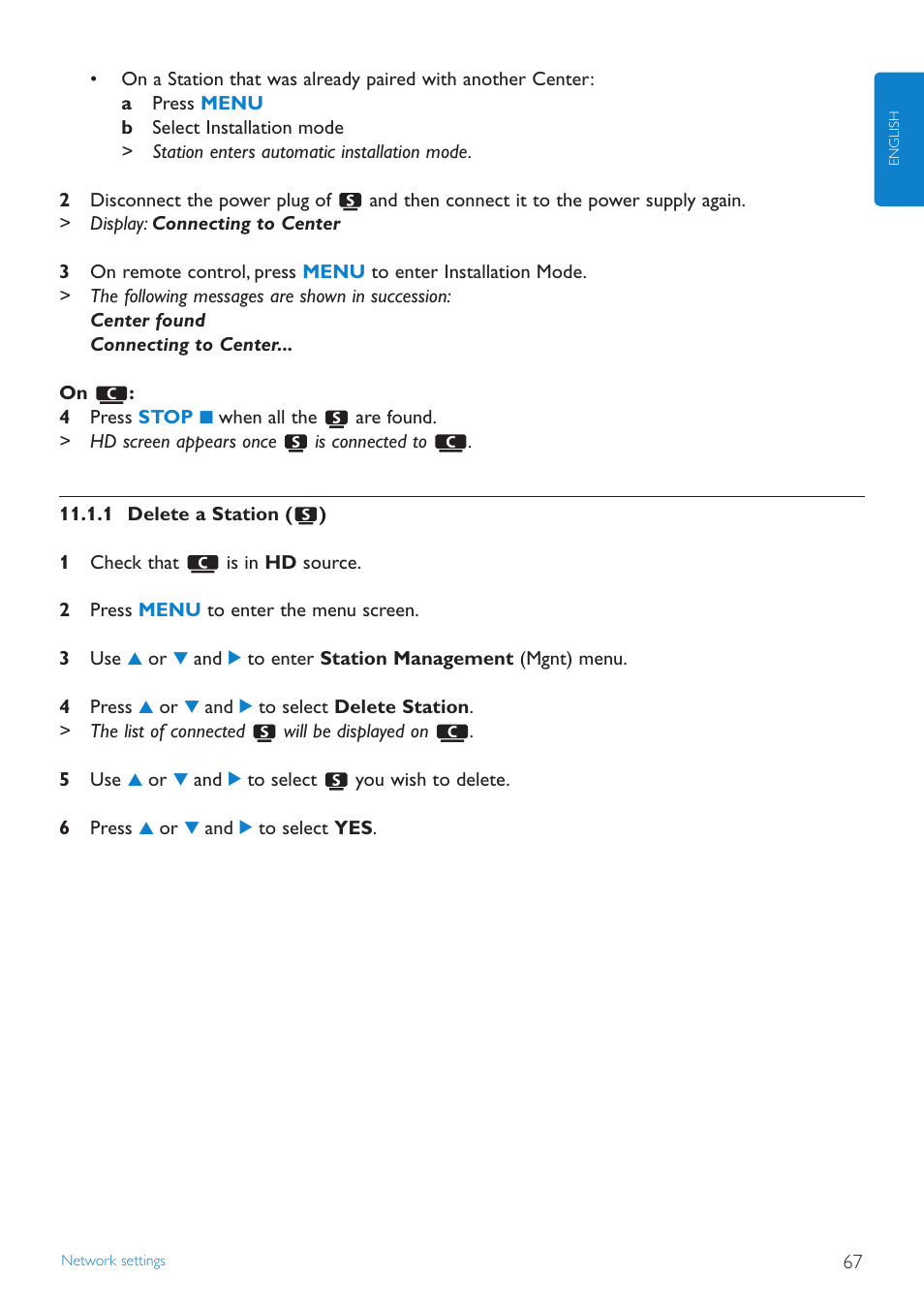 1 delete a station | Philips WAS7500 User Manual | Page 71 / 121