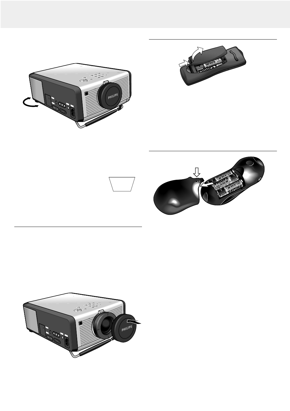 Moving the projector, Set up, P u s h | Keystoned image, On/off | Philips LC4246 User Manual | Page 9 / 23