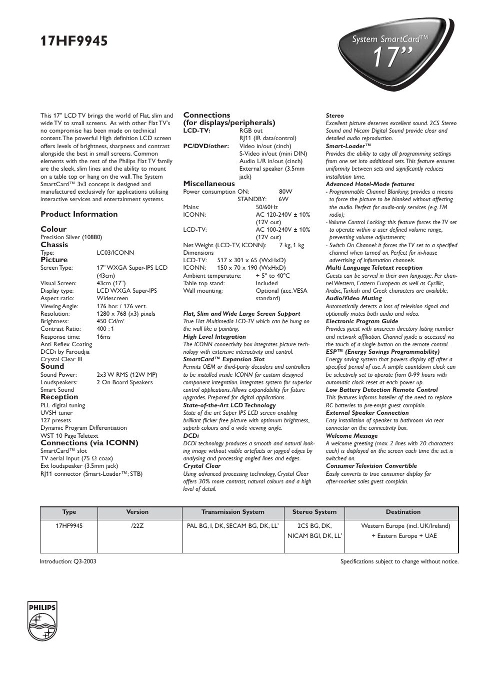 System smartcard | Philips 17HF9945 User Manual | Page 2 / 2