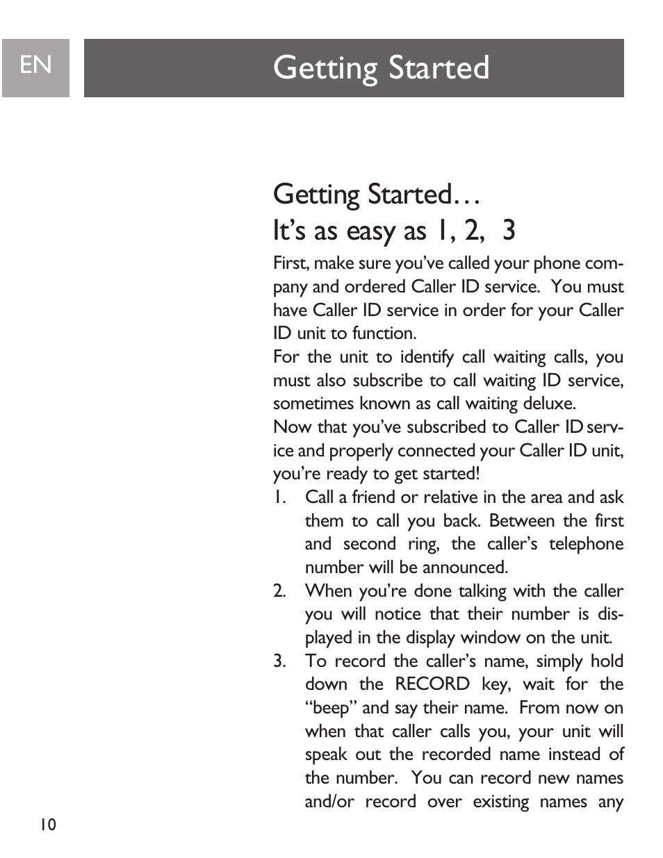 Getting started, Getting started… it’s as easy as 1, 2, 3 | Philips SJA9191/17 User Manual | Page 10 / 65