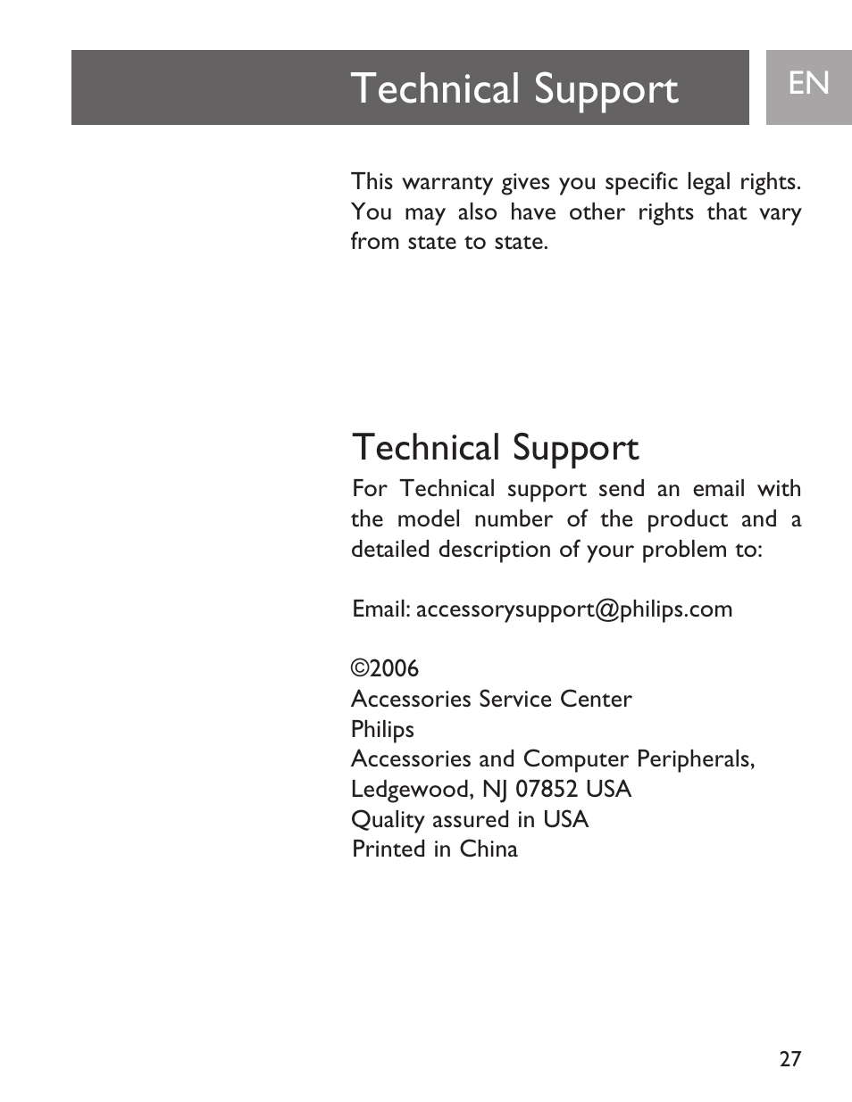 Technical support | Philips SJA9191/17 User Manual | Page 27 / 65