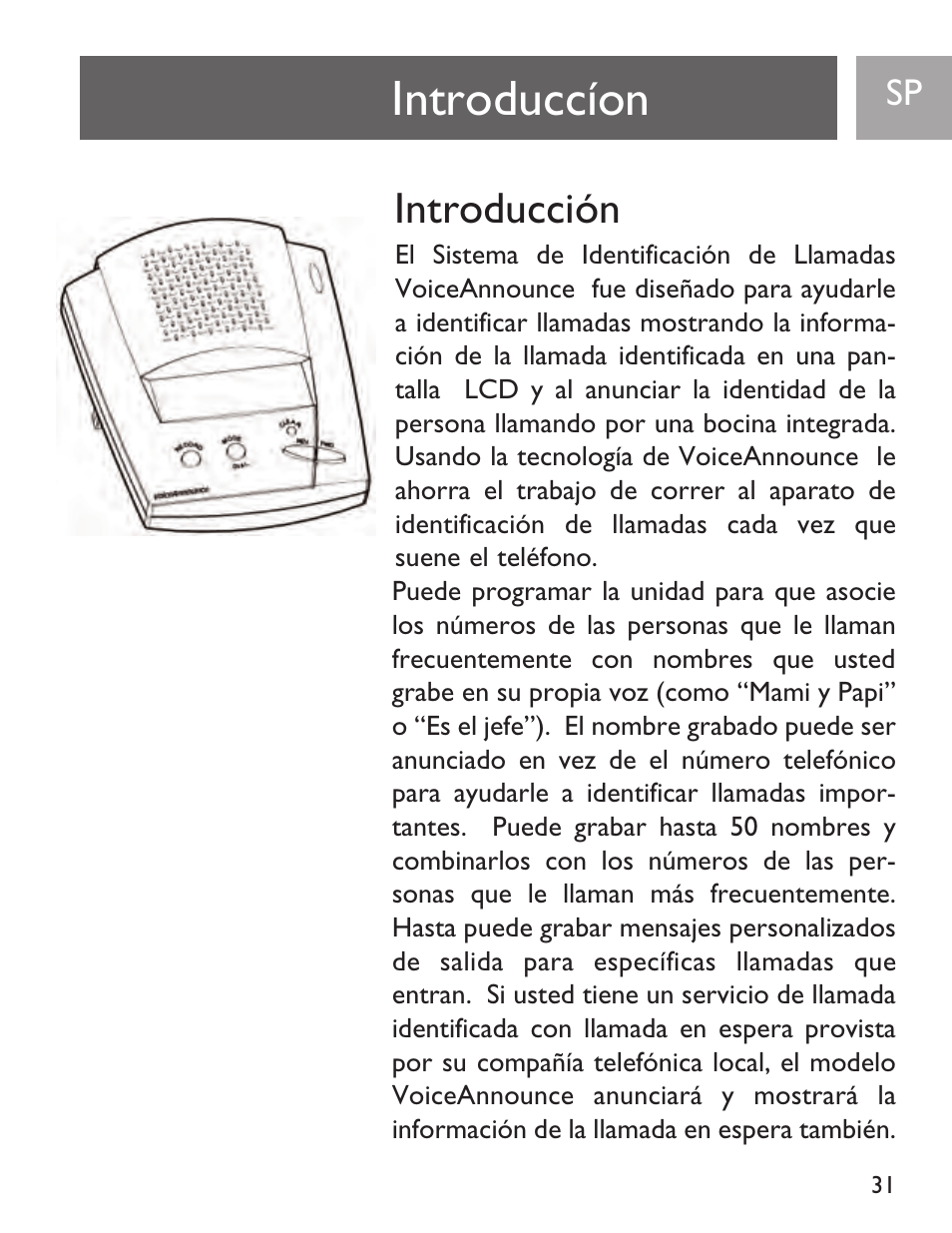 Introduccíon, Introducción | Philips SJA9191/17 User Manual | Page 31 / 65