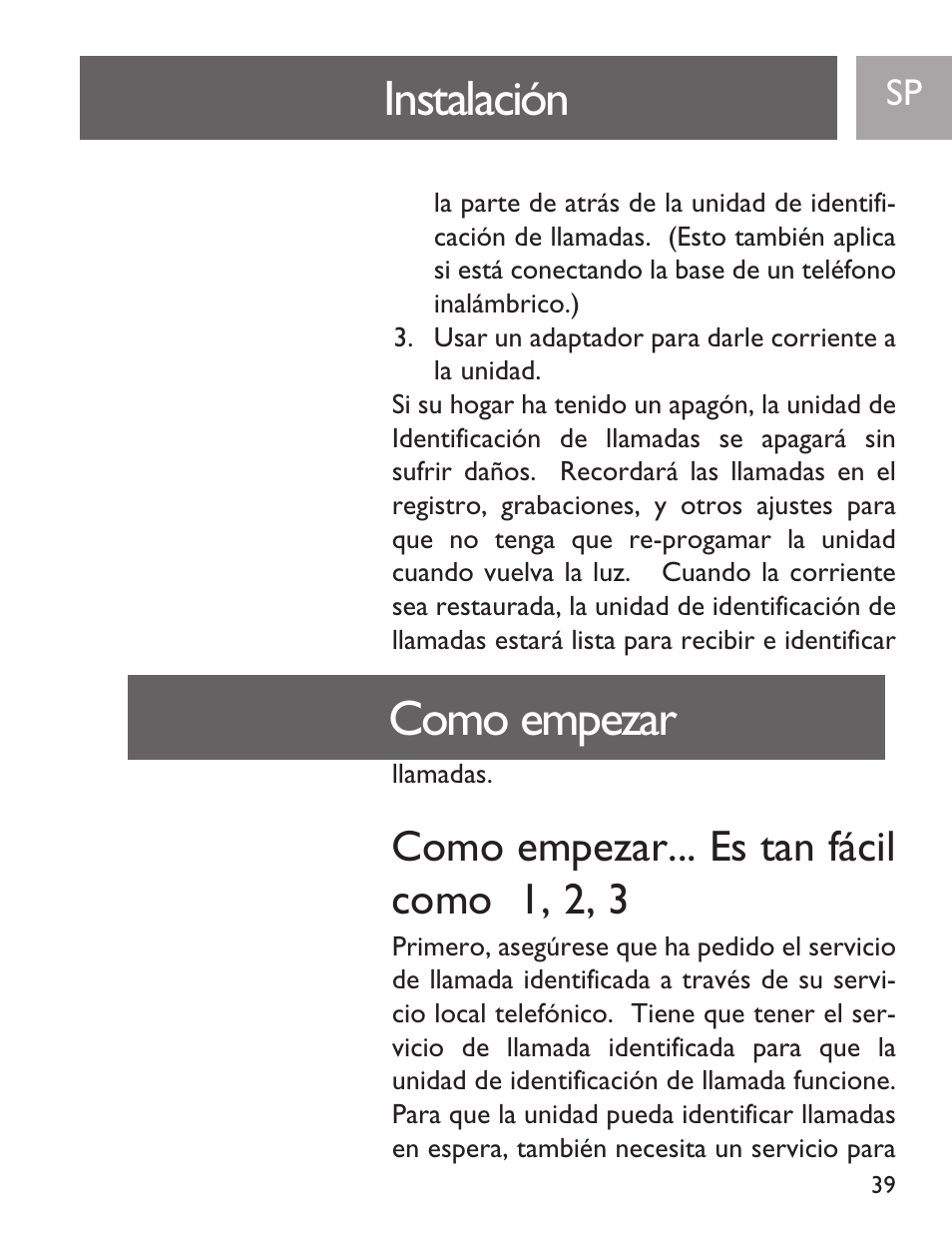 Instalación, Como empezar, Como empezar... es tan fácil como 1, 2, 3 | Philips SJA9191/17 User Manual | Page 39 / 65