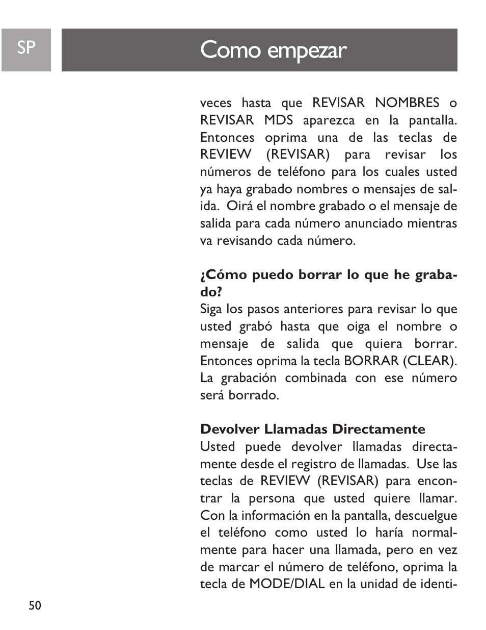 Como empezar | Philips SJA9191/17 User Manual | Page 50 / 65