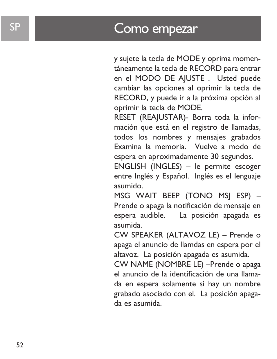 Como empezar | Philips SJA9191/17 User Manual | Page 52 / 65
