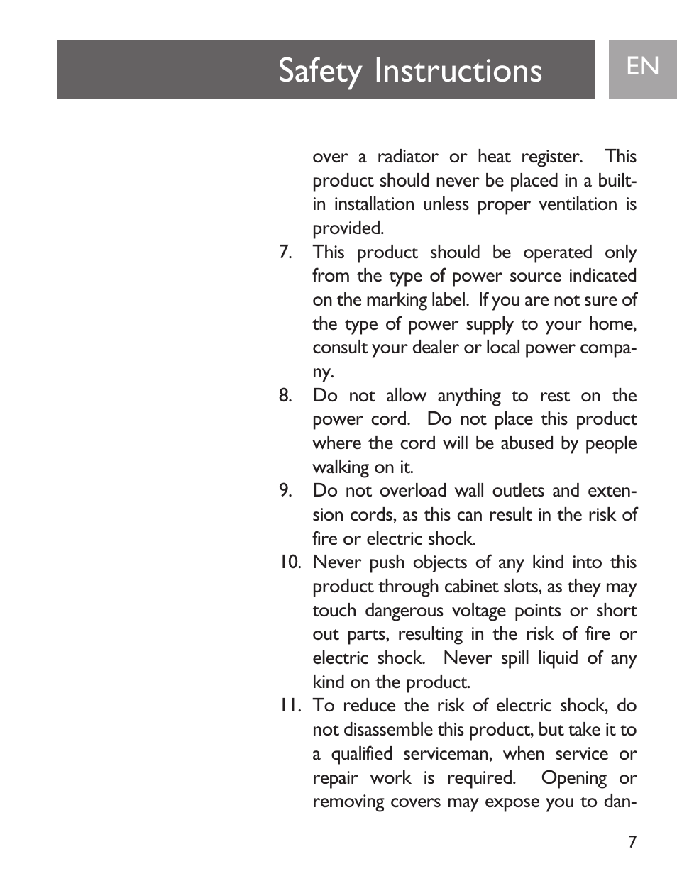 Safety instructions | Philips SJA9191/17 User Manual | Page 7 / 65