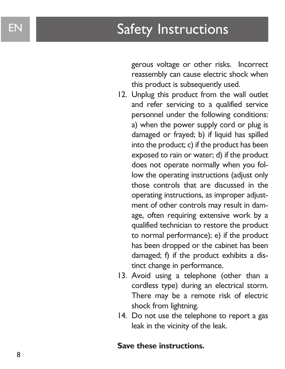 Safety instructions | Philips SJA9191/17 User Manual | Page 8 / 65