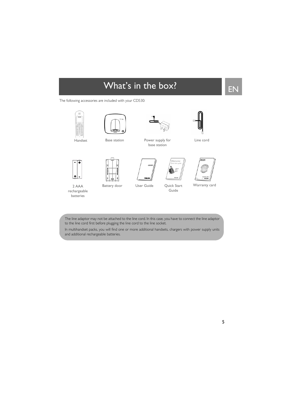 What’s in the box | Philips VOX300 User Manual | Page 5 / 54