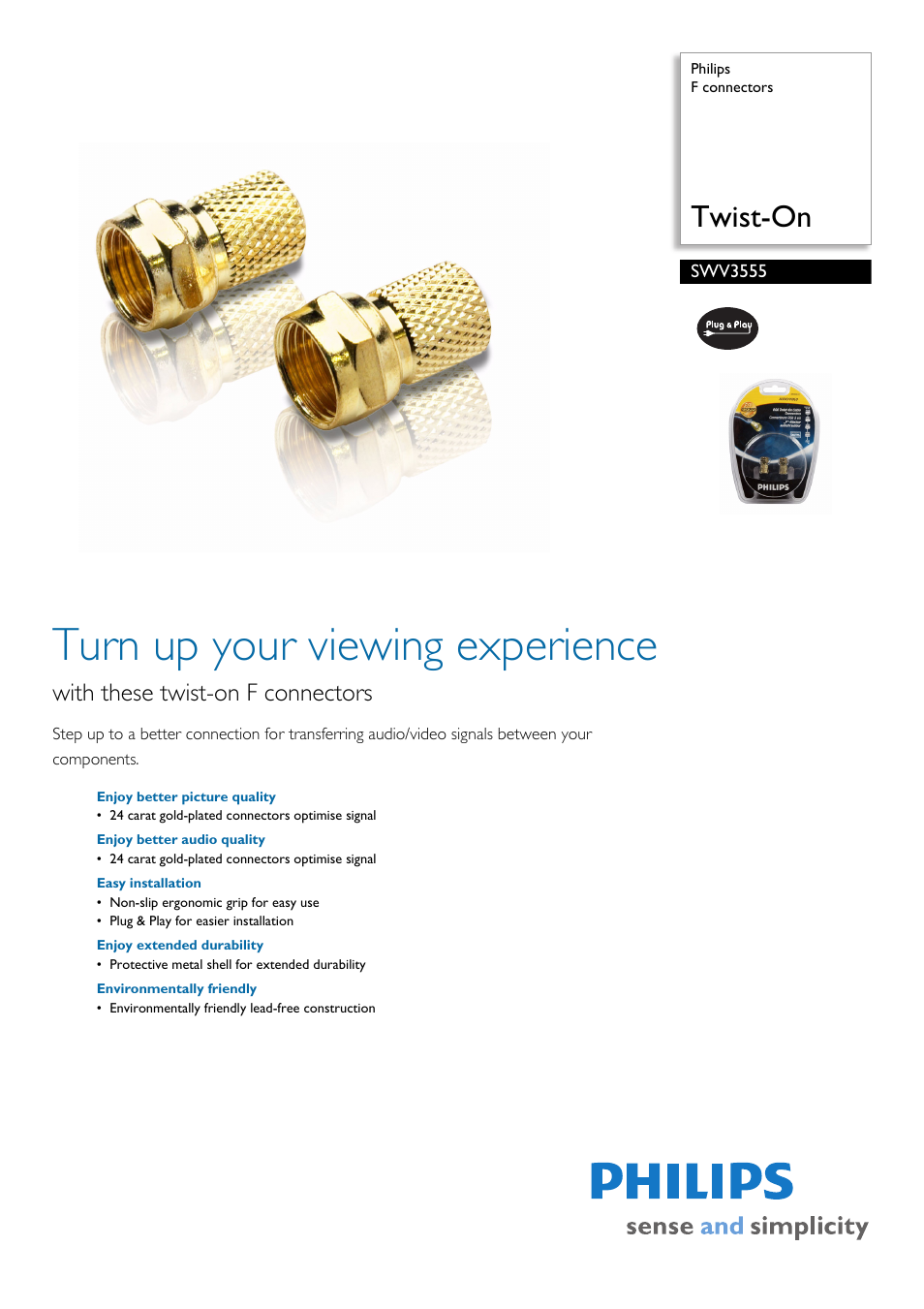 Philips Twist-On SWV3555/10 User Manual | 2 pages