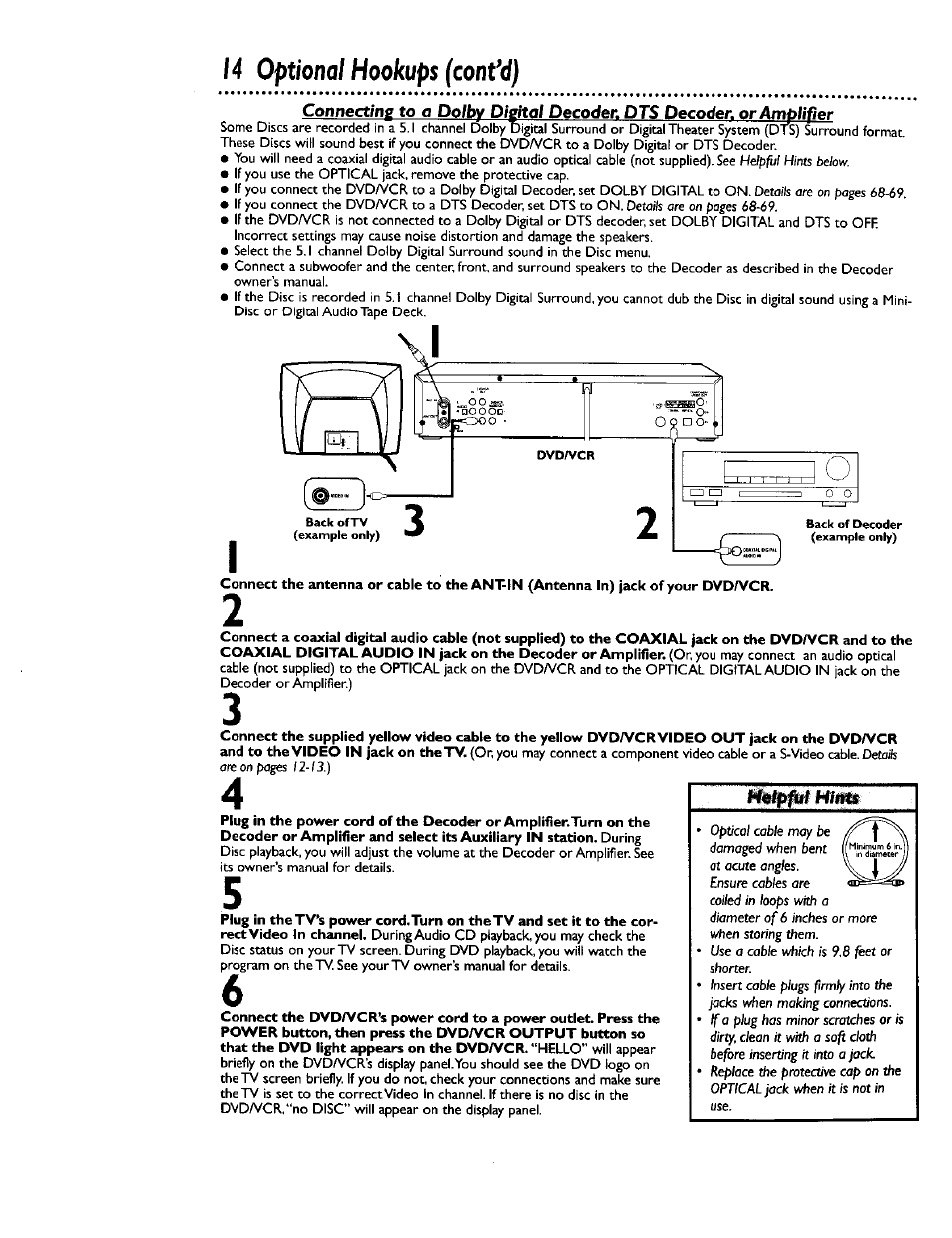 14 optional hookups (confd) | Philips DV900VHS0I User Manual | Page 14 / 84