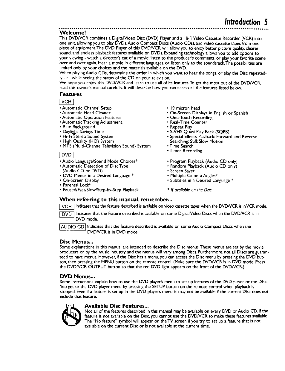 Introduction 5 | Philips DV900VHS0I User Manual | Page 5 / 84