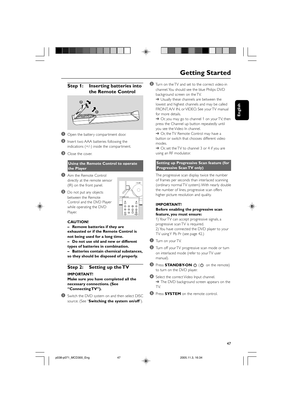 Getting started | Philips MCD300 User Manual | Page 13 / 37