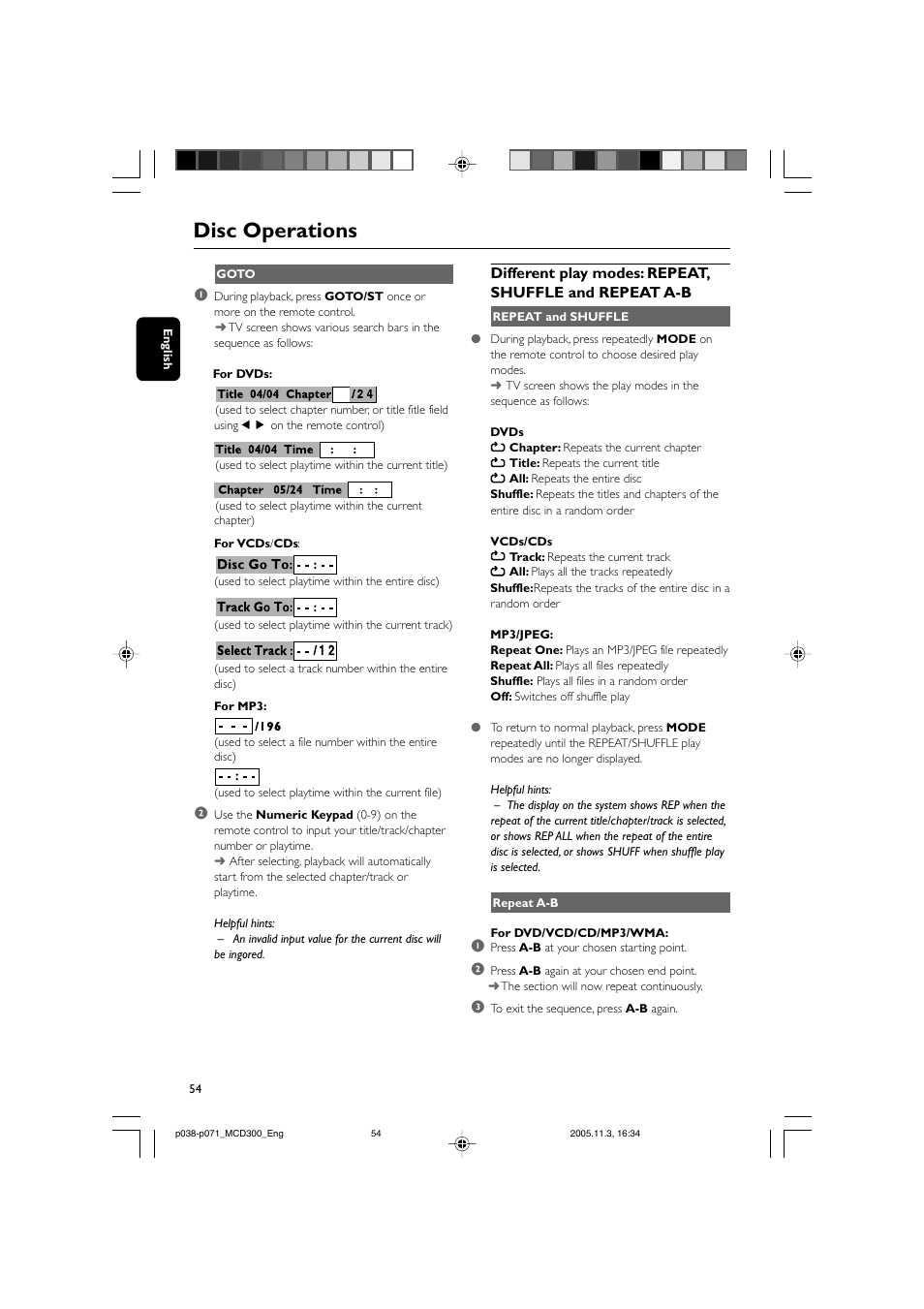 Disc operations | Philips MCD300 User Manual | Page 20 / 37