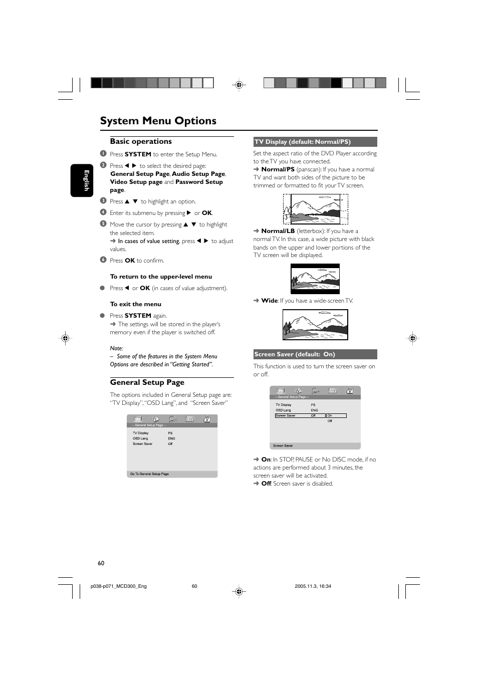 System menu options | Philips MCD300 User Manual | Page 26 / 37