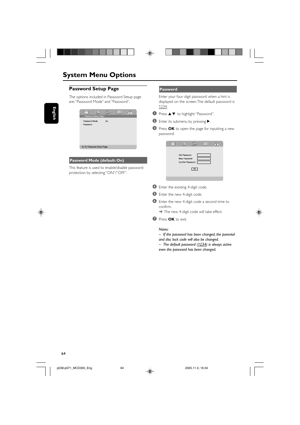 System menu options | Philips MCD300 User Manual | Page 30 / 37