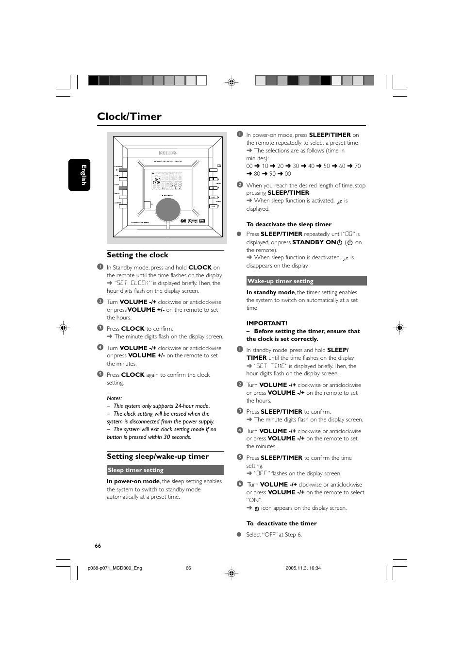 Clock/timer | Philips MCD300 User Manual | Page 32 / 37