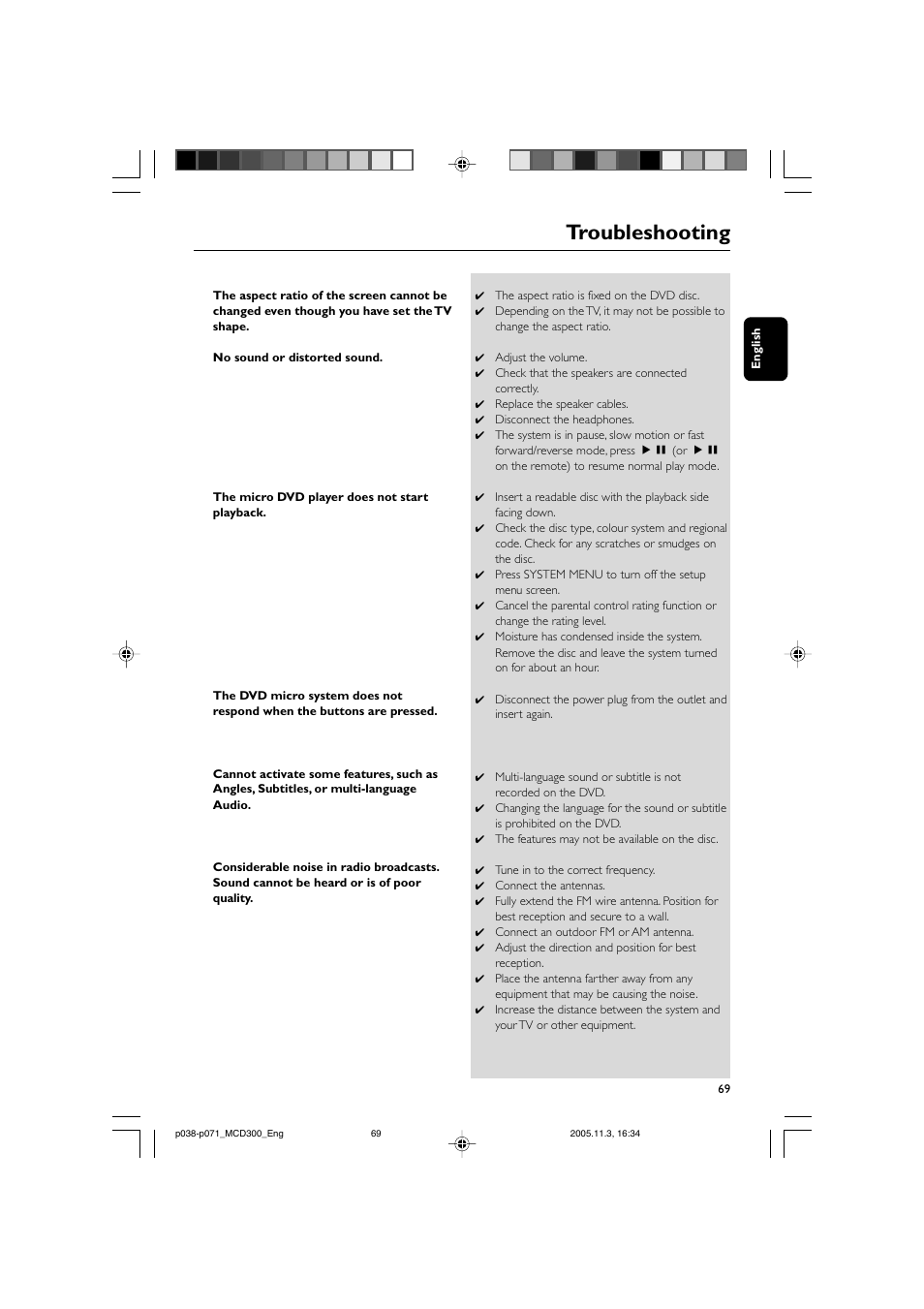 Troubleshooting | Philips MCD300 User Manual | Page 35 / 37