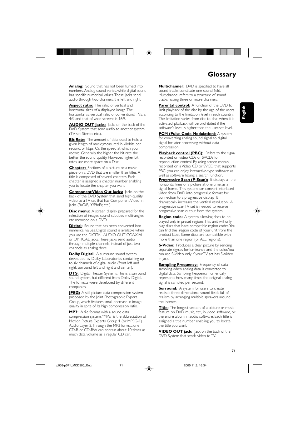 Glossary | Philips MCD300 User Manual | Page 37 / 37