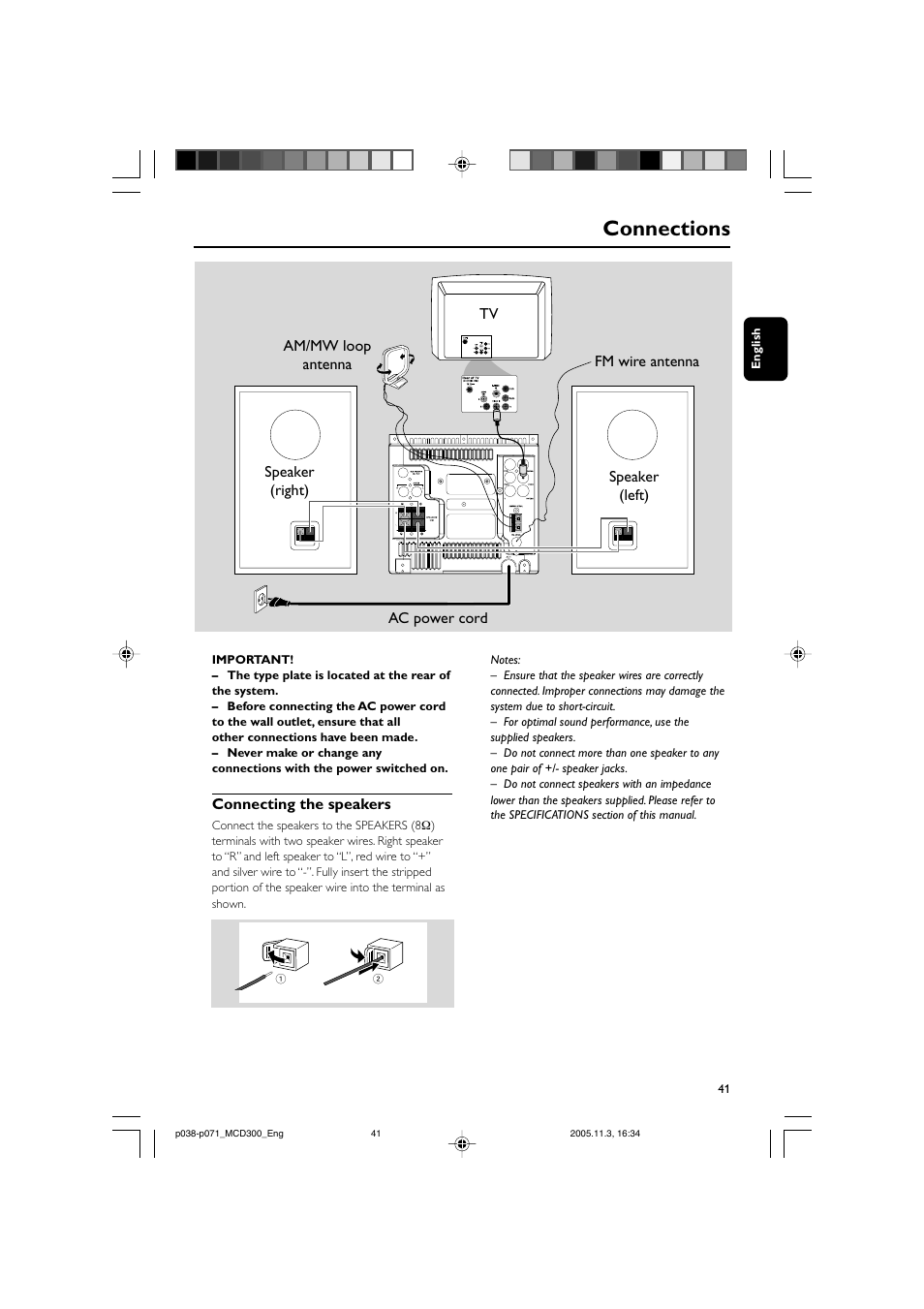 Connections | Philips MCD300 User Manual | Page 7 / 37