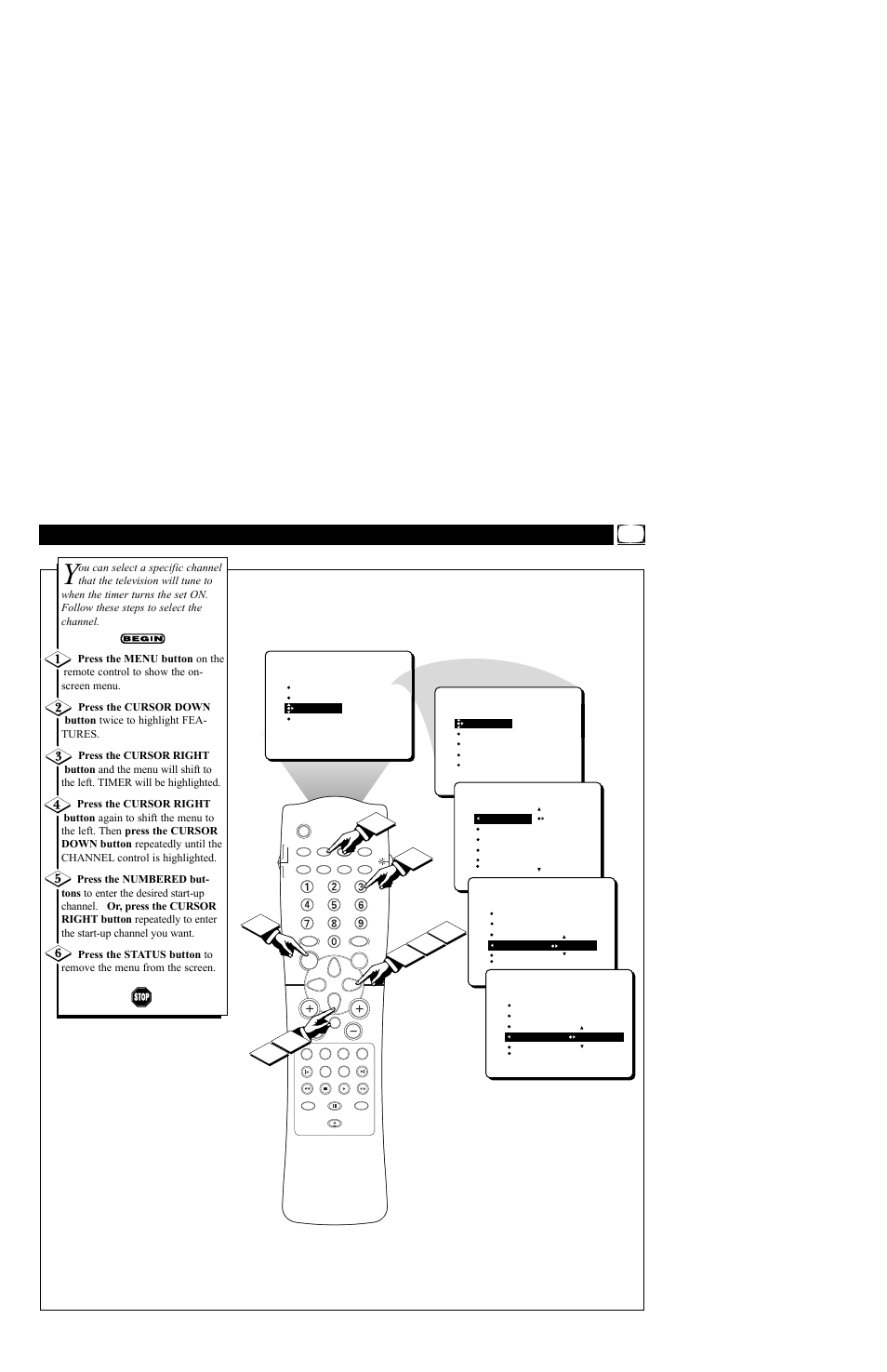 Imer, Electing the, Tart | Hannel | Philips TV/DVD User Manual | Page 13 / 64