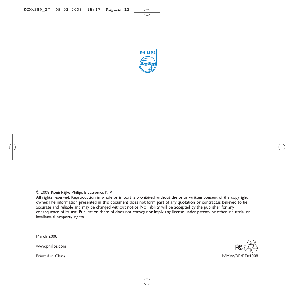 Philips SCM4327 User Manual | Page 12 / 12