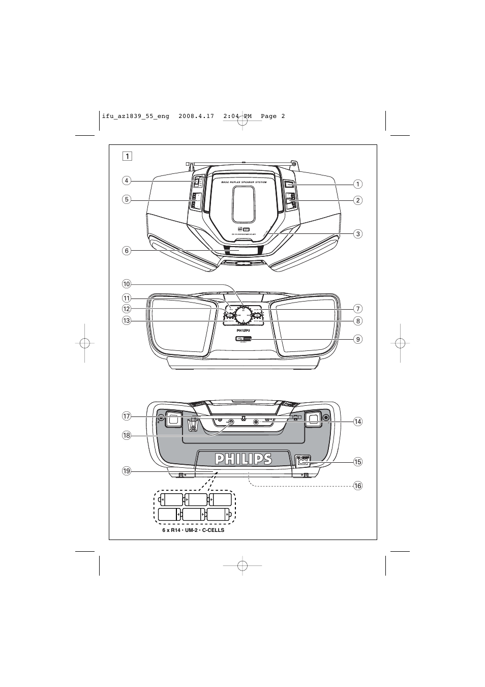 Philips CD SOUNDMACHINE AZ1839 User Manual | Page 2 / 14